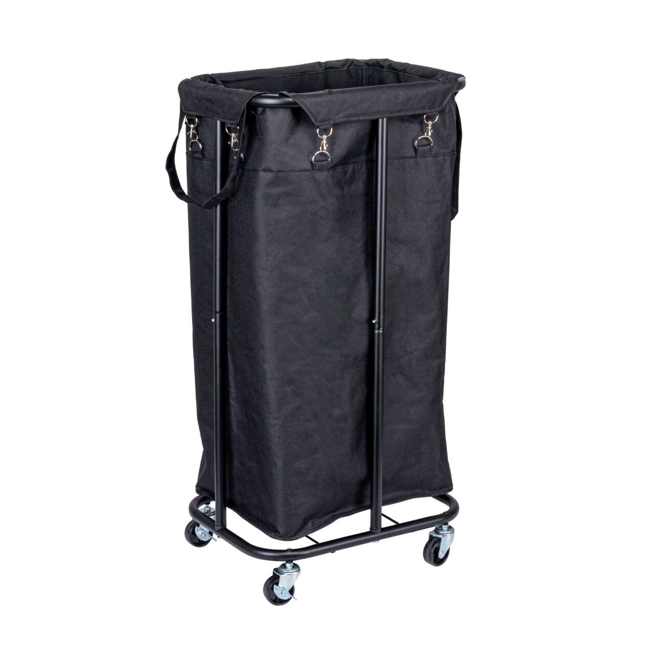 Household Essentials 30.5" Black Rolling Laundry Hamper